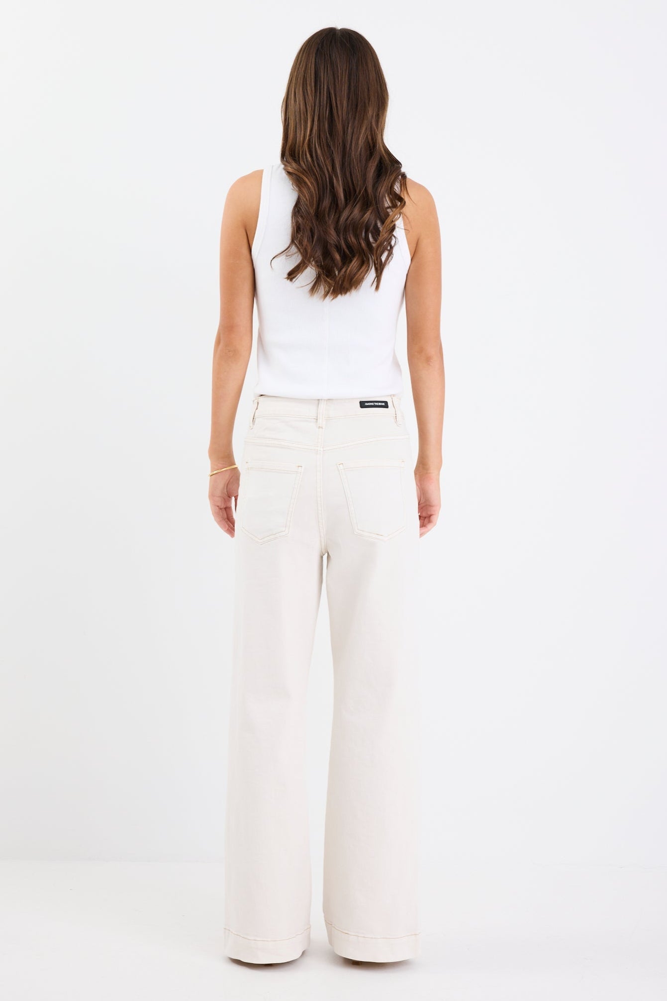 Zoey Ecru High Rise Wide Leg Pocket Jean