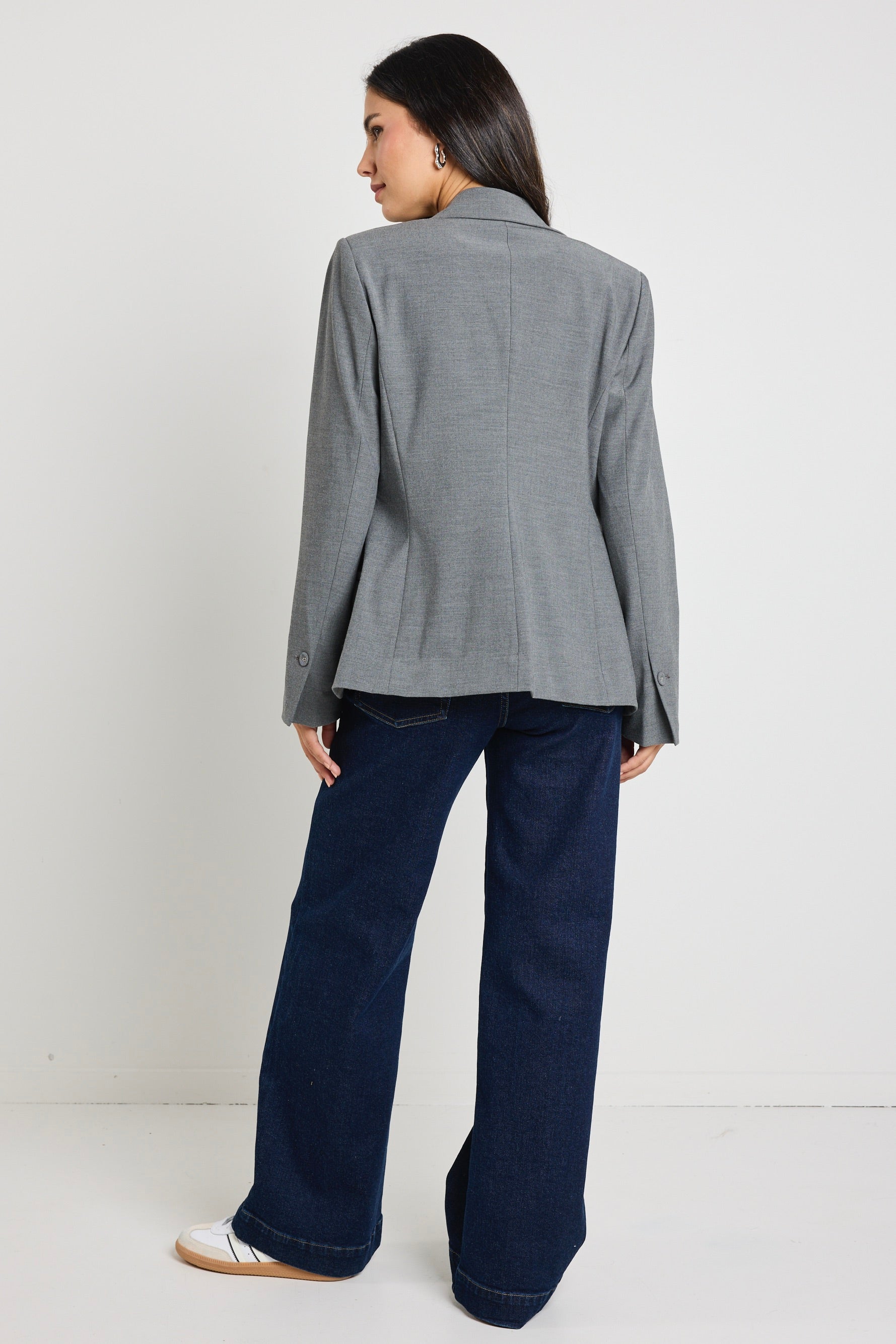 Suave Charcoal Fitted Short Blazer