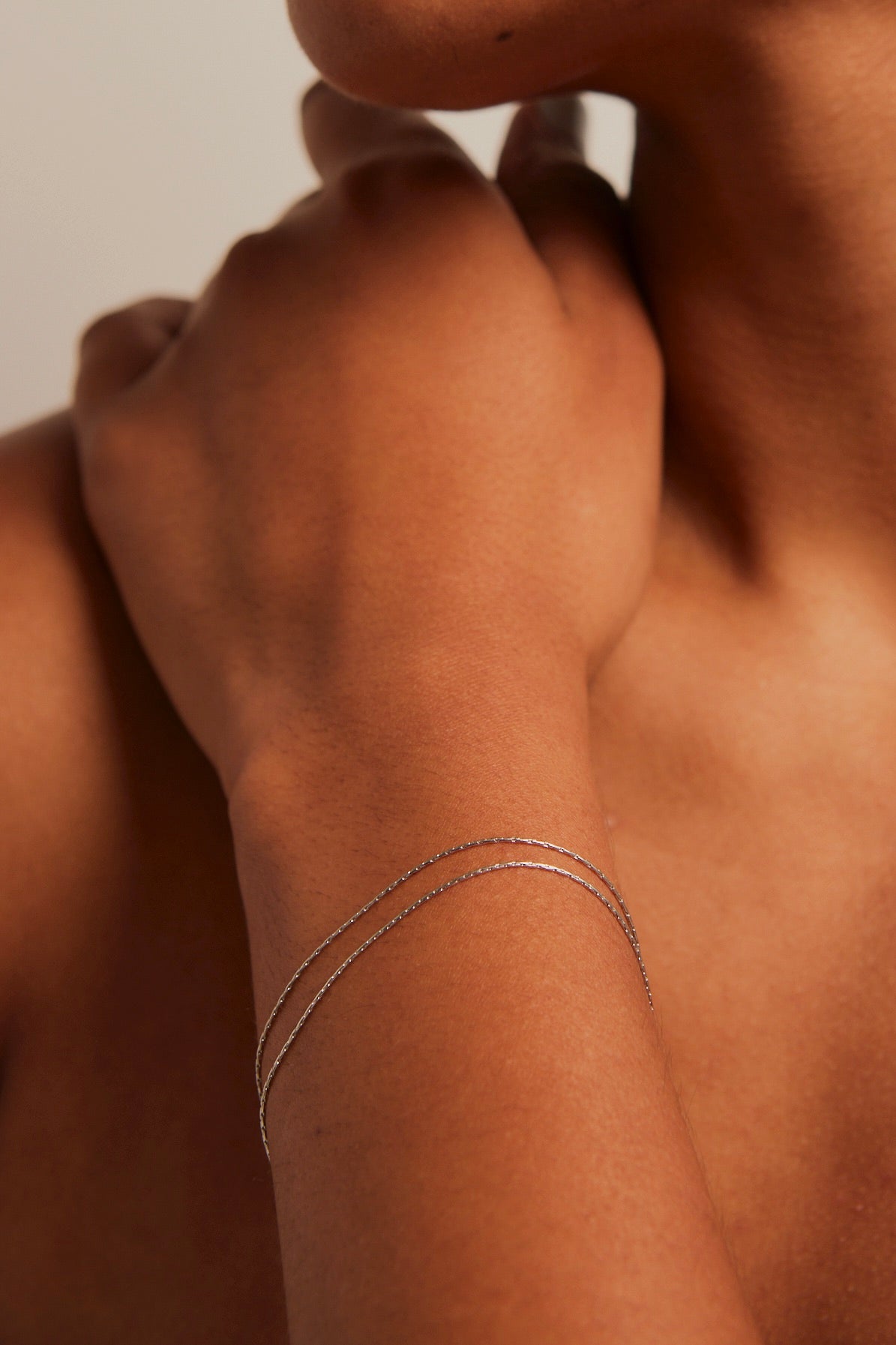 Fine Double EOL Chain Rhodium Bracelet